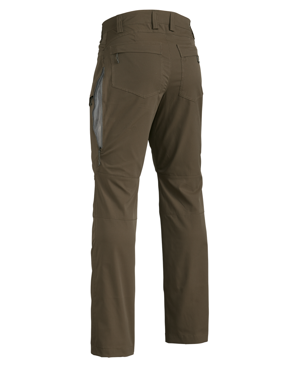 Back of Tiburon Pant in Major Brown with hip vent open