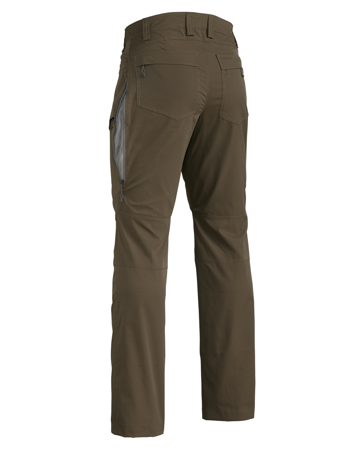 Back of Tiburon Pant in Major Brown with hip vent open