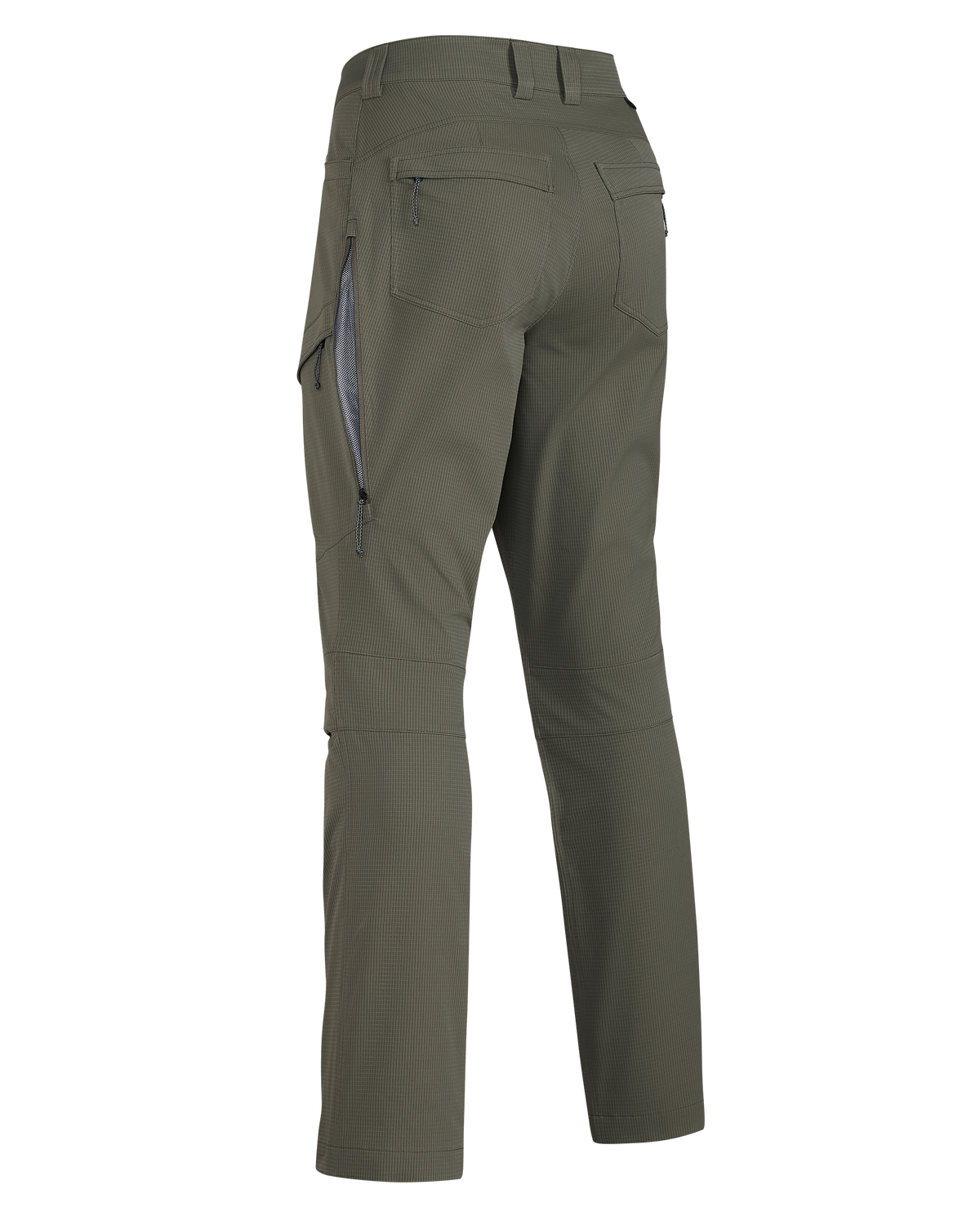 Back of Women's Tiburon Pant in Ash Brown with open hip vent