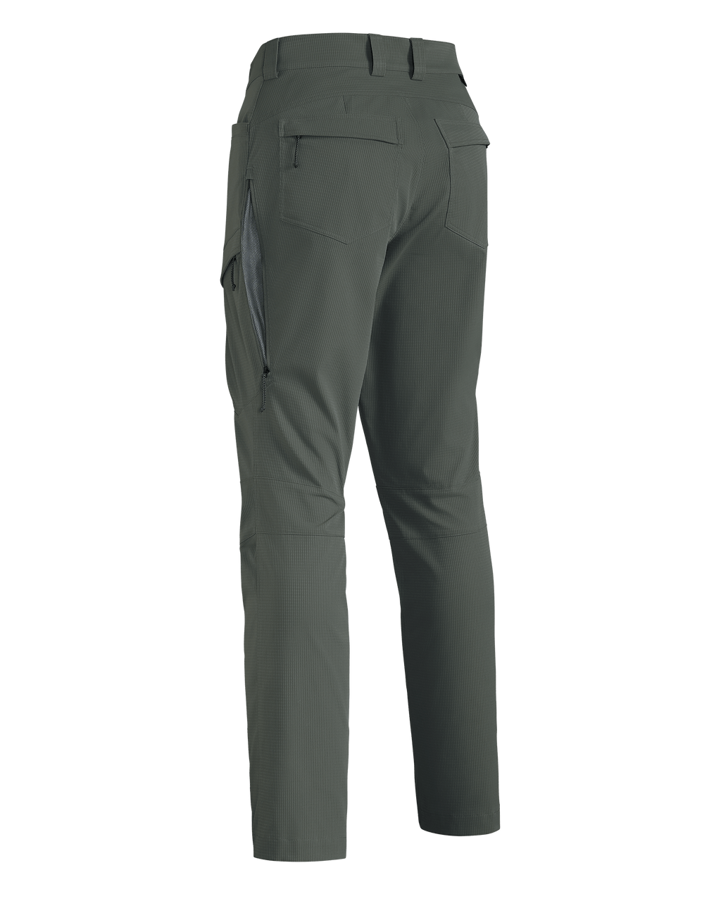 Back of Women's Tiburon Pant in Stone Grey with open hip vent