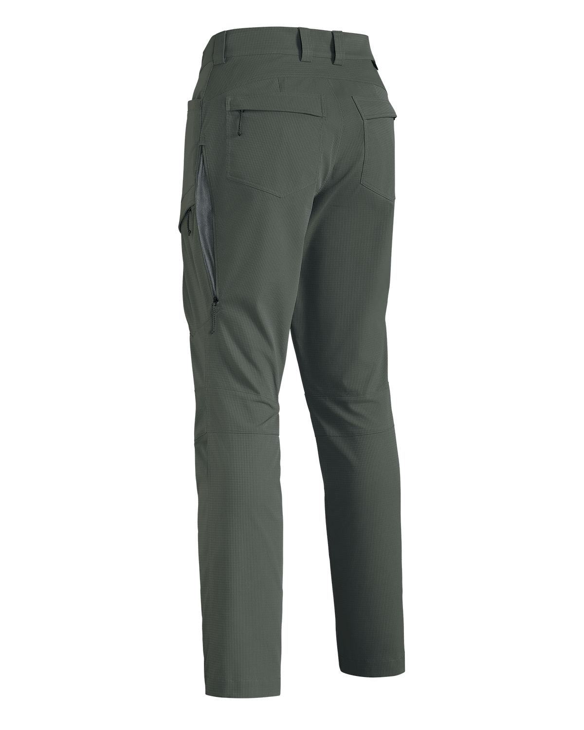 Back of Women's Tiburon Pant in Stone Grey with open hip vent