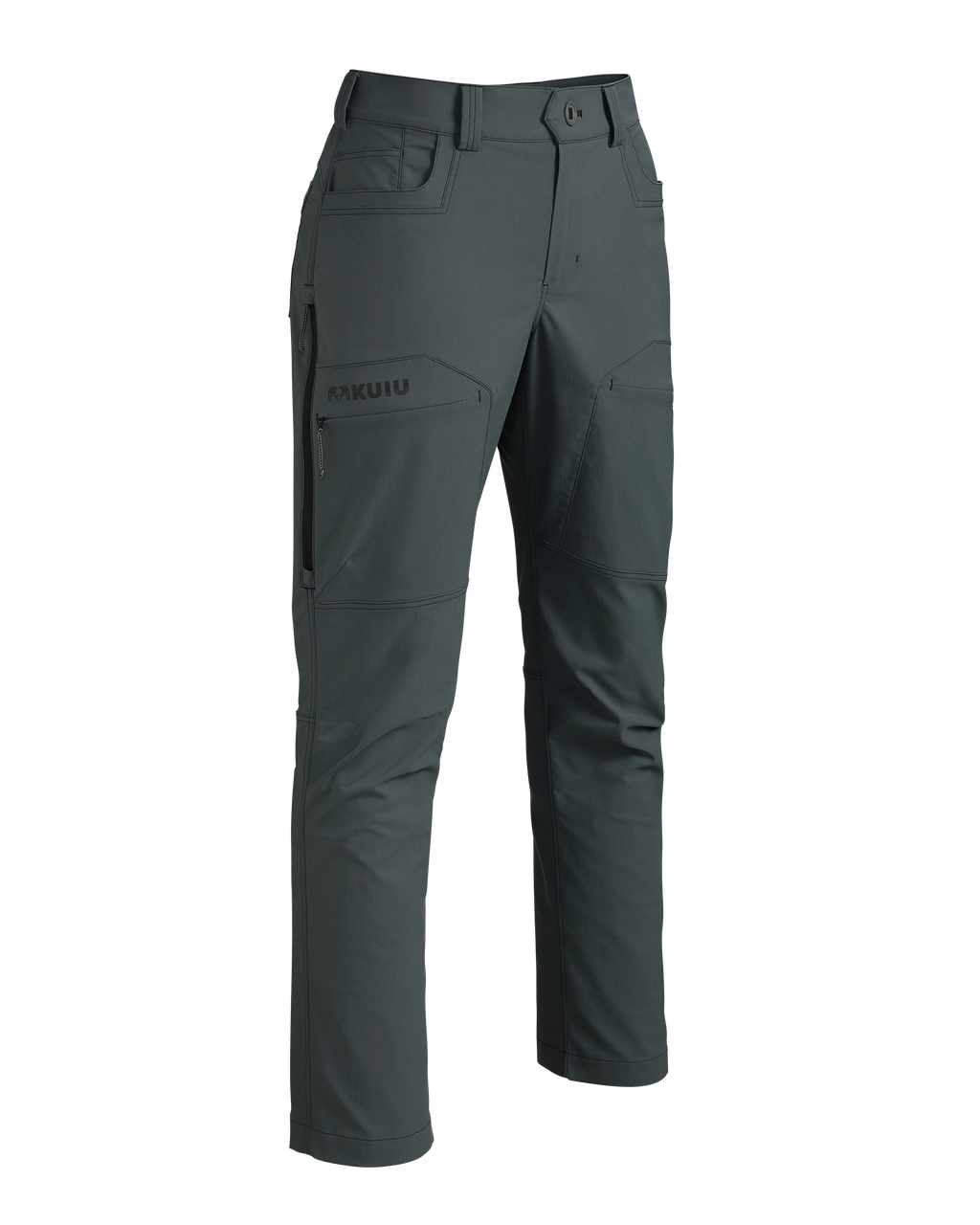 Front of Women's Kutana Stretch Woven Pant in Gunmetal Grey