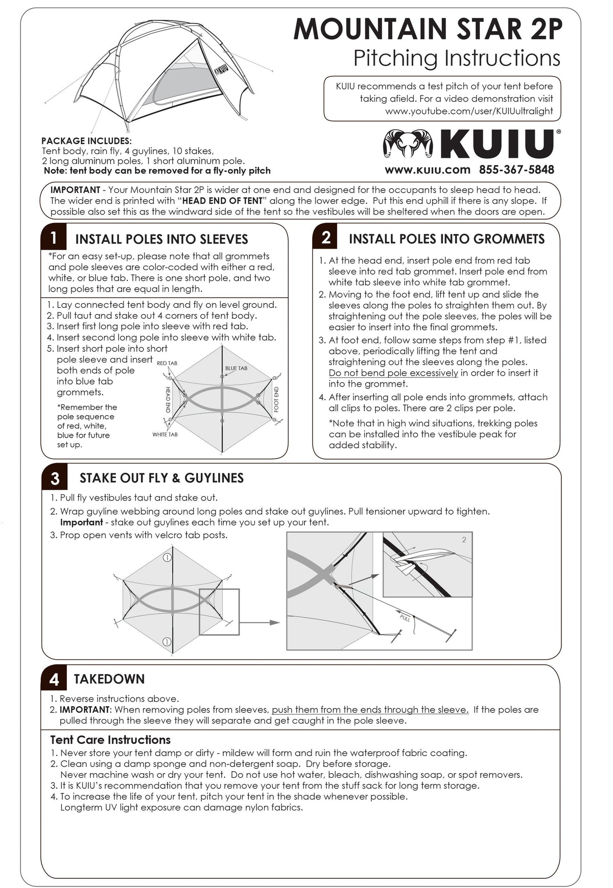 Mountain Star Two Person Tent Pitching Instructions
