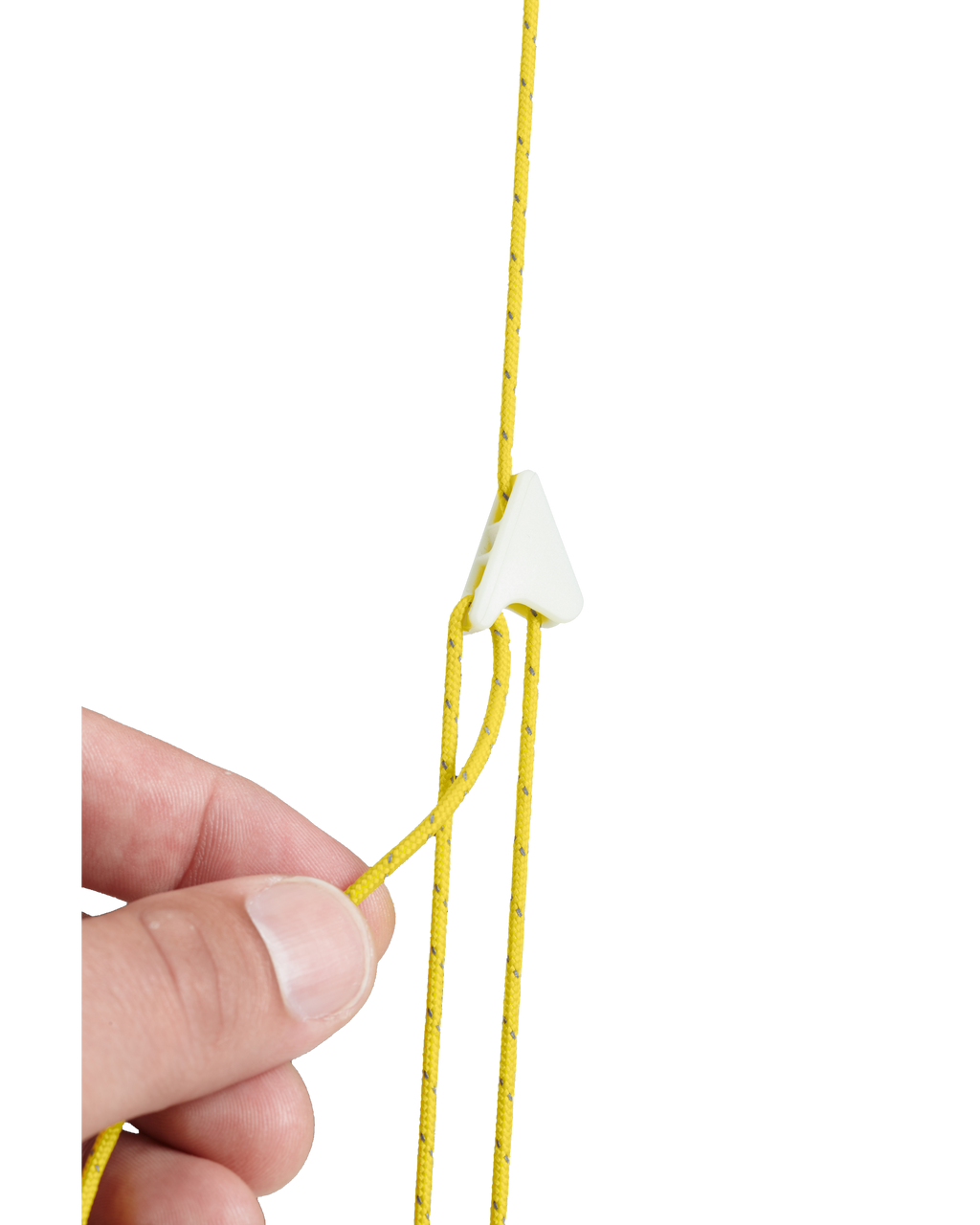 Detailed tent guy line cord and tensioner