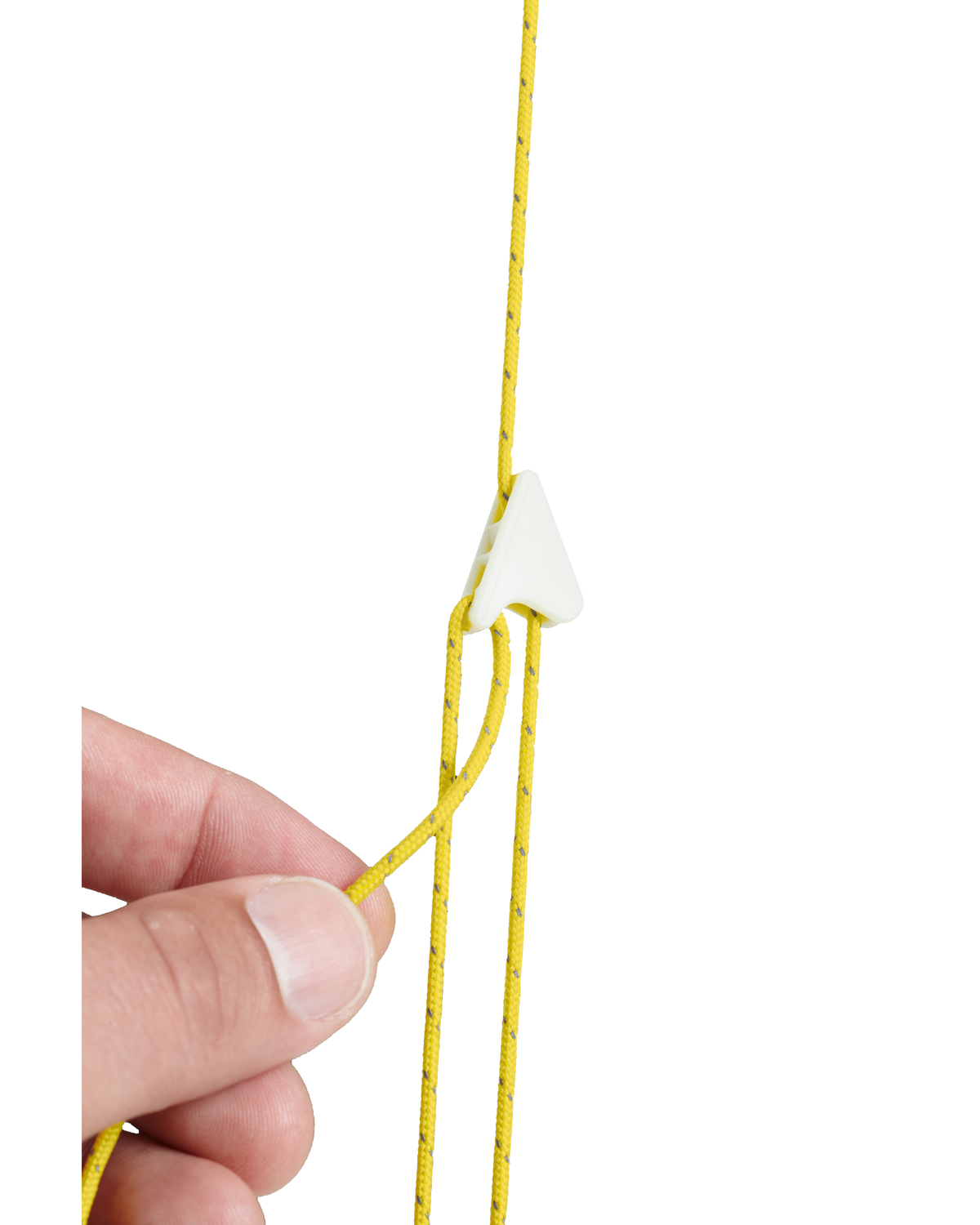 Detailed tent guy line cord and tensioner