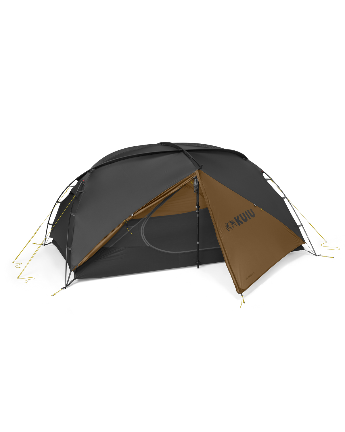Pitched Mountain Star 2 Person Tent with opened front vestibule cover front door of the tent