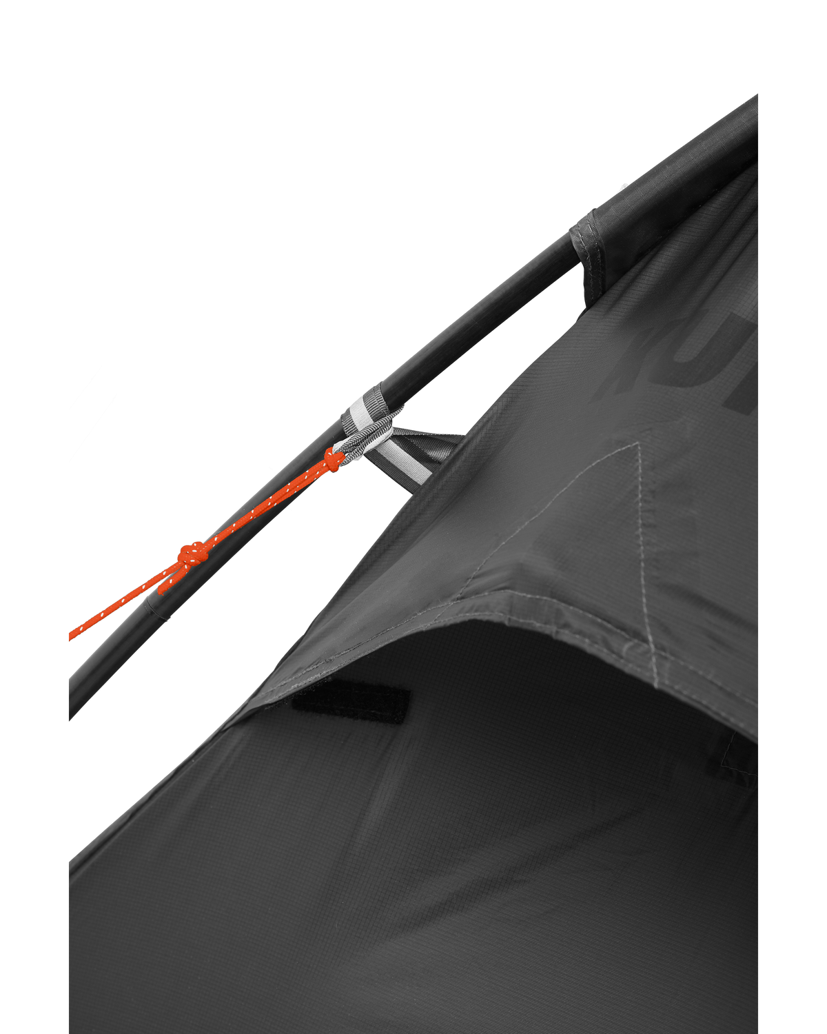 Detailed guy line single wrap around the tent pole on the Mountain Star 2 Person Tent