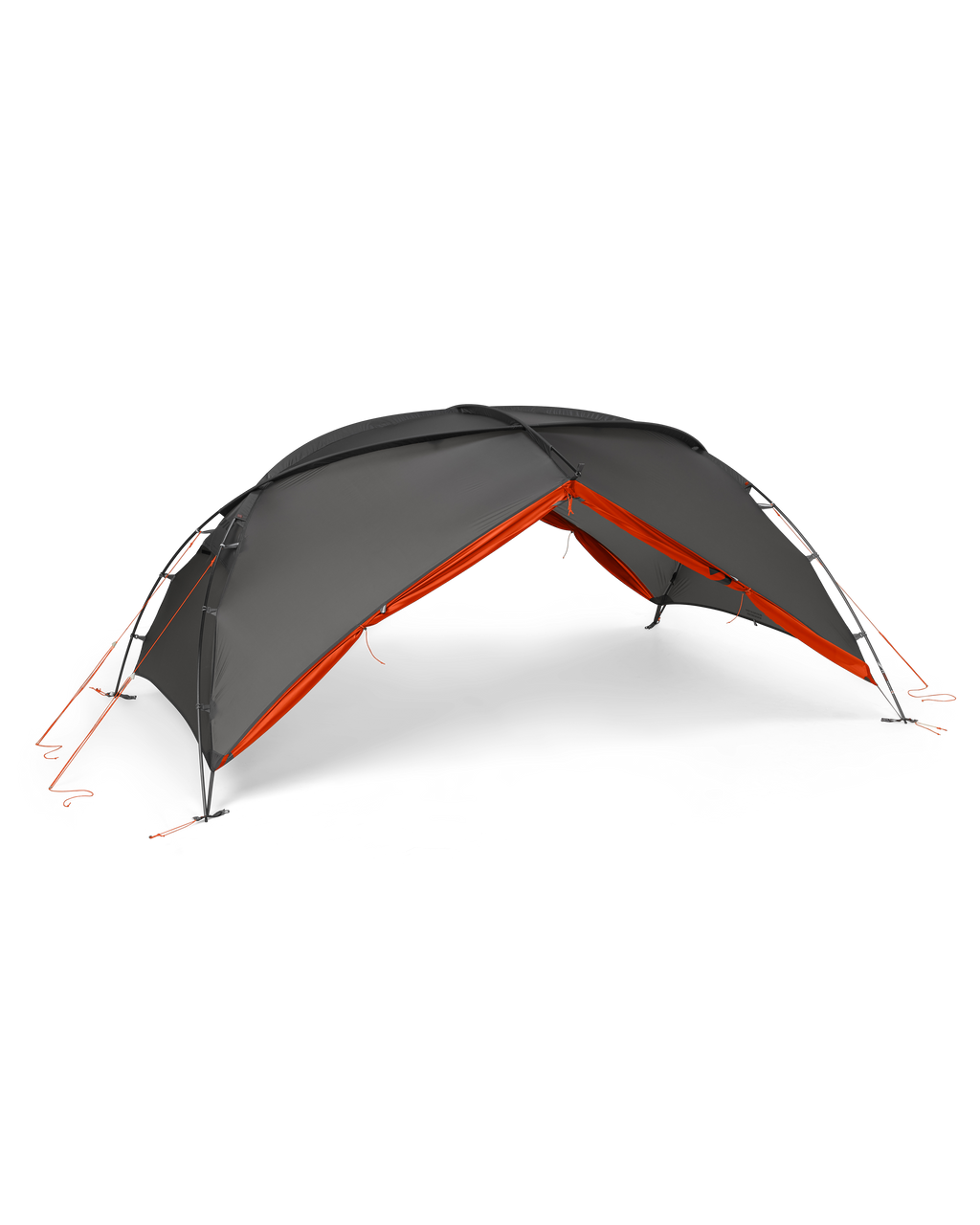 Mountain Star 2 Person Tent in Gunmetal-Orange with Rain Fly only, open and no footprint