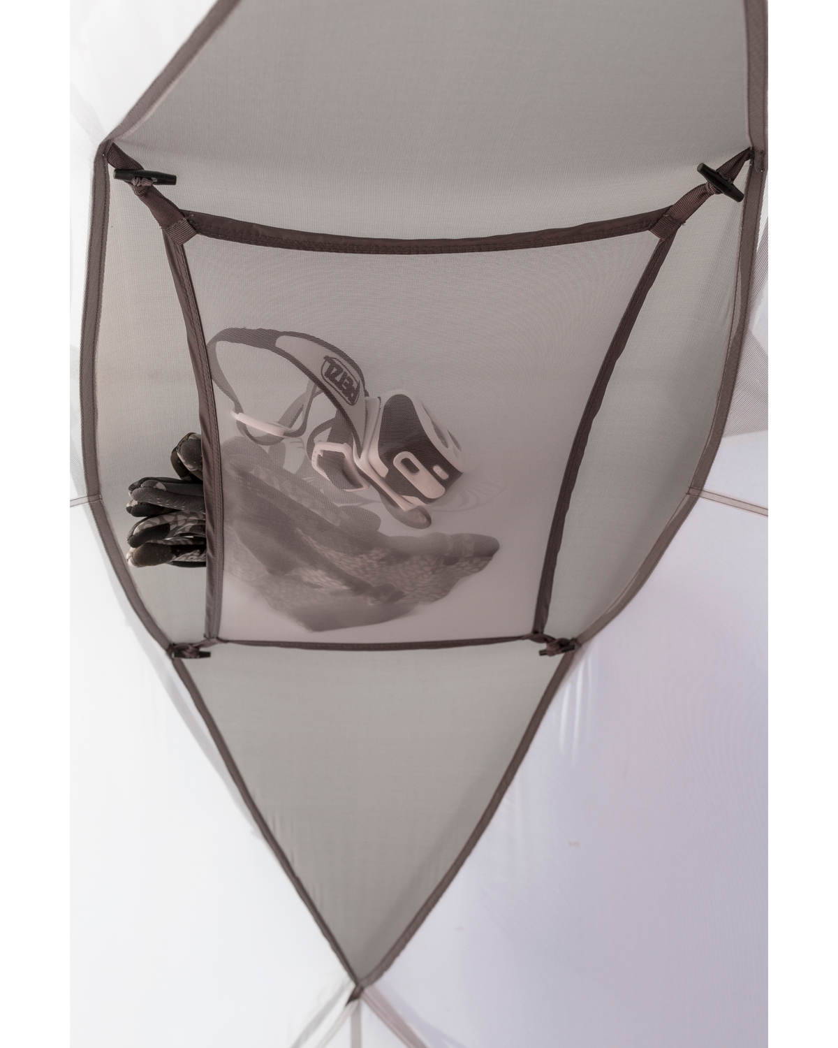 Interior View of KUIU Two Person Tent Gear Loft Shown Connected to Tent