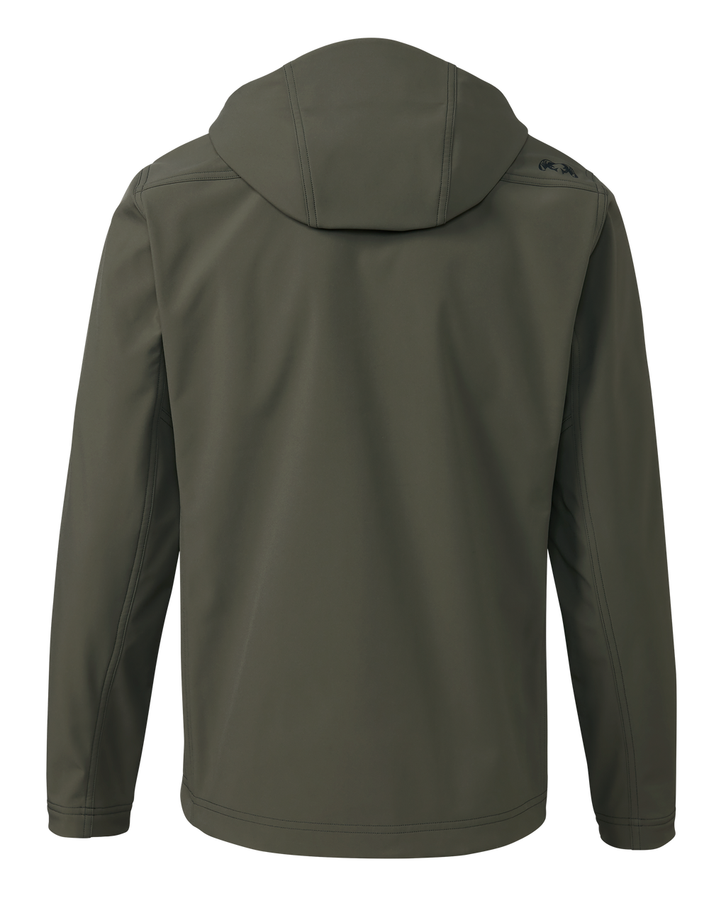 Back of Alpine Hooded Jacket in Ash Brown