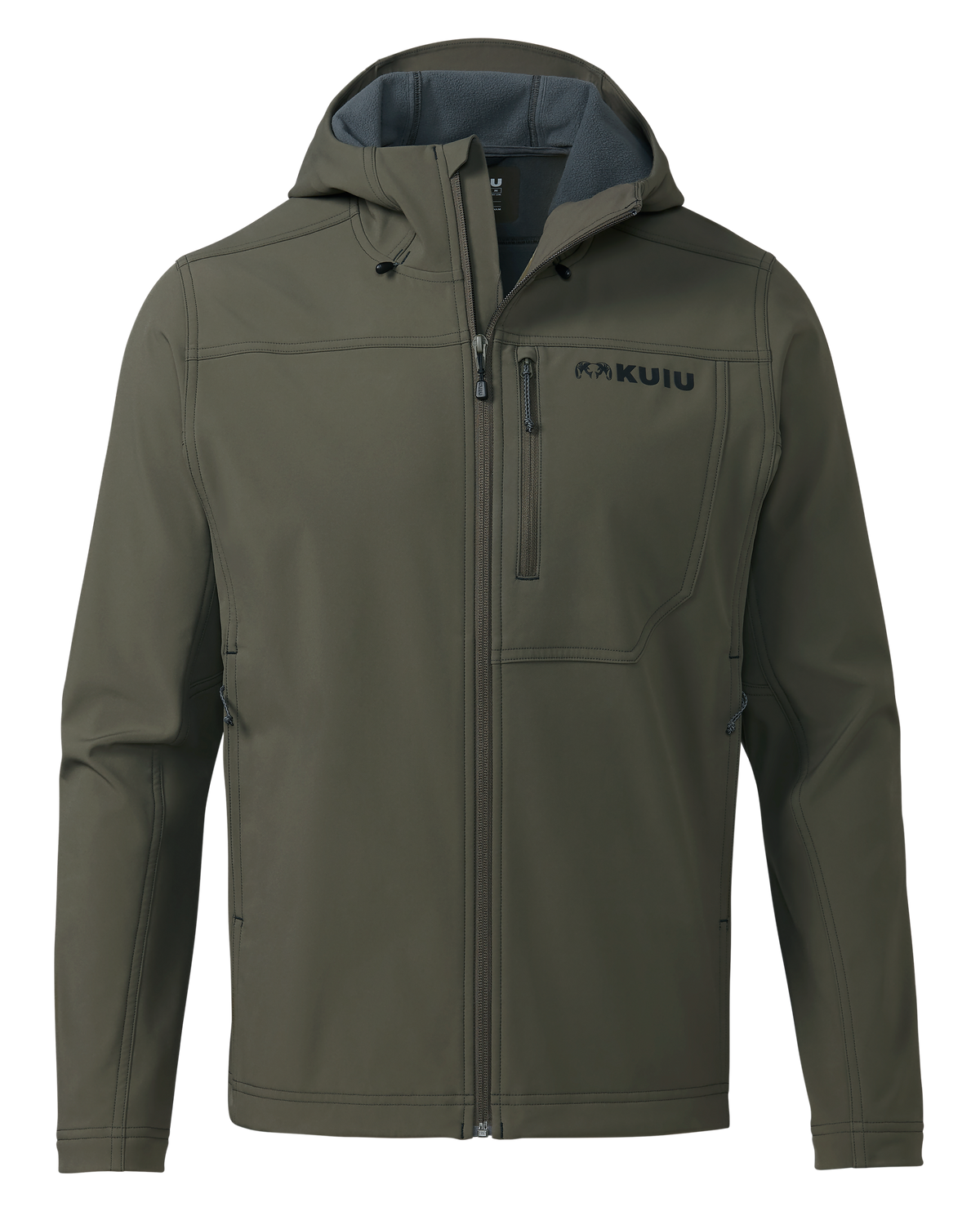 Front of Alpine Hooded Jacket in Ash Brown