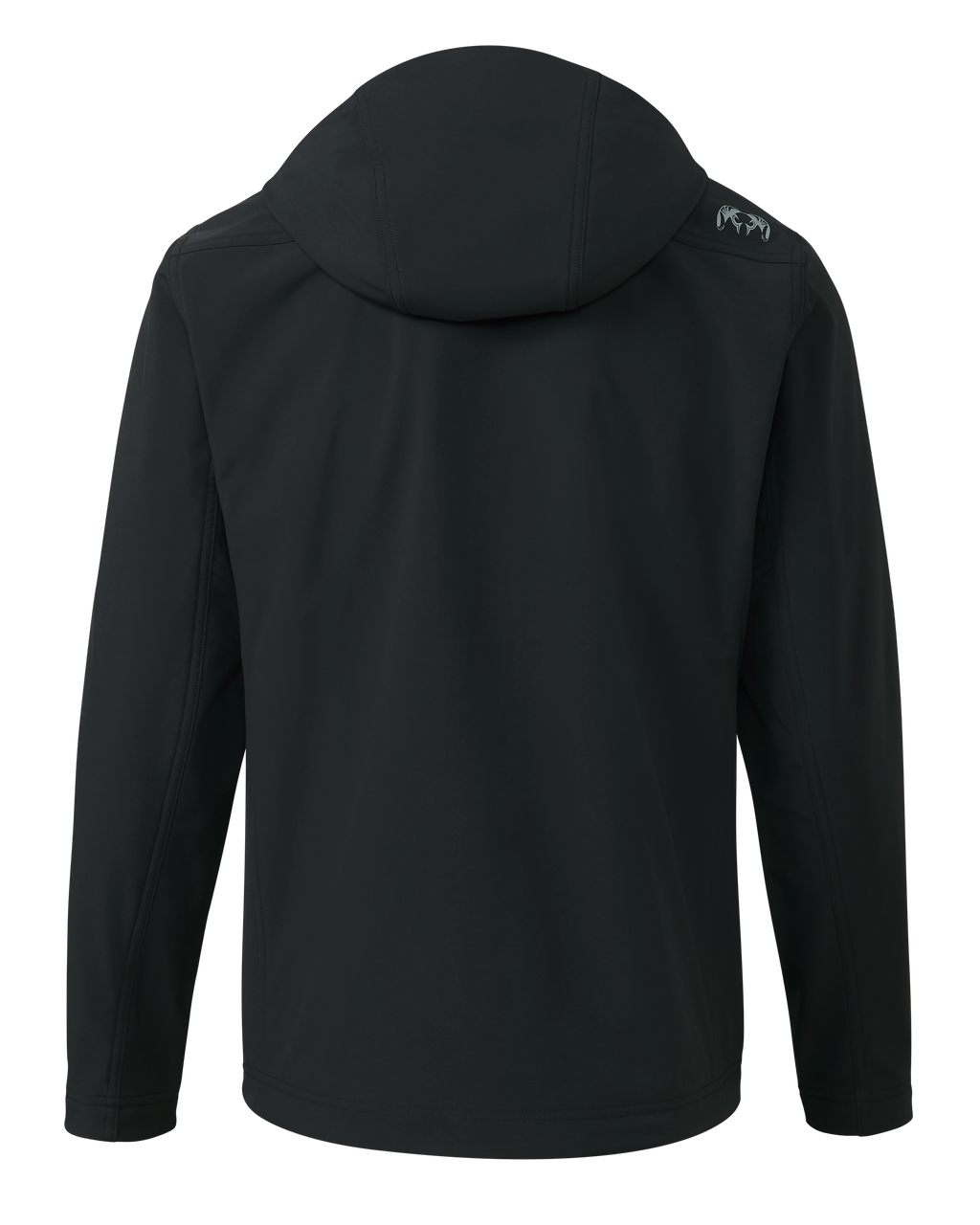 Back of Alpine Hooded Jacket in Black