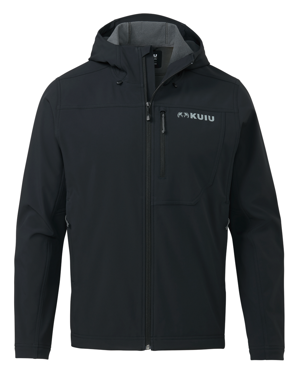 Front of Alpine Hooded Jacket in Black