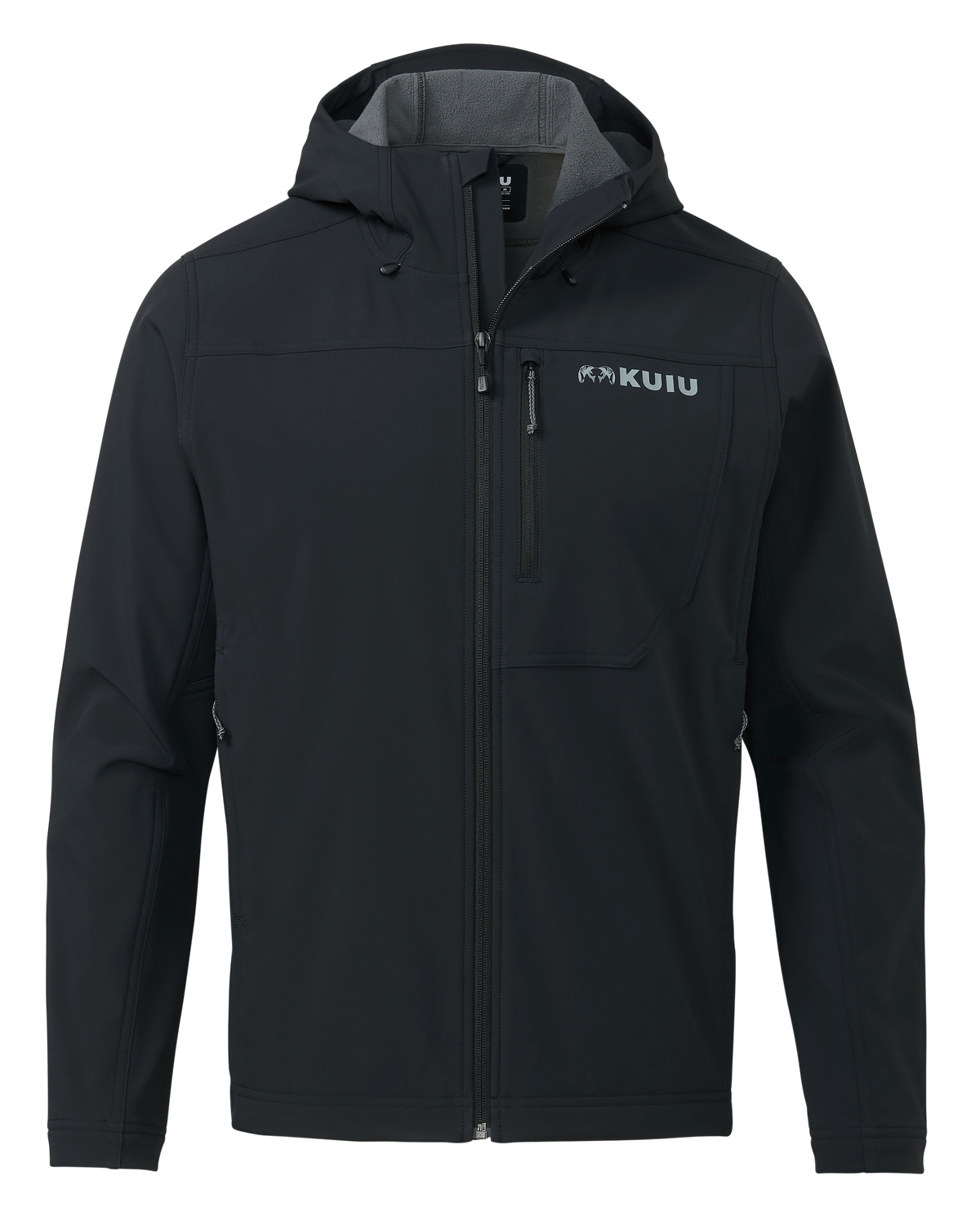 Front of Alpine Hooded Jacket in Black