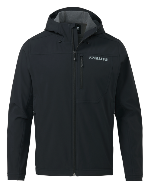 Front of Alpine Hooded Jacket in Black