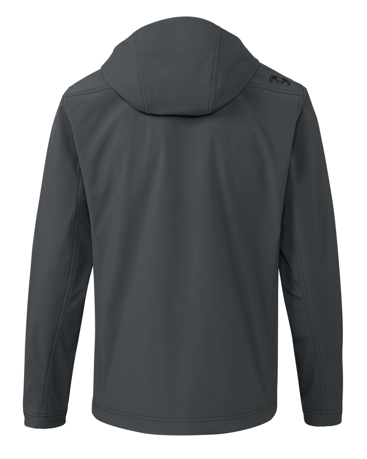 Back of Alpine Hooded Jacket in Gunmetal Grey