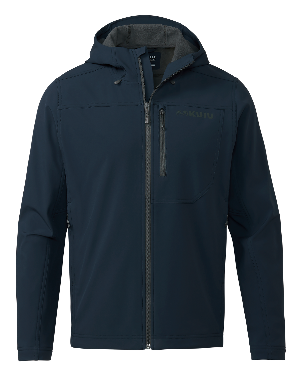 Front of Alpine Hooded Jacket in Steel Blue