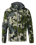Front of Alpine Hooded Jacket in Verde Camouflage