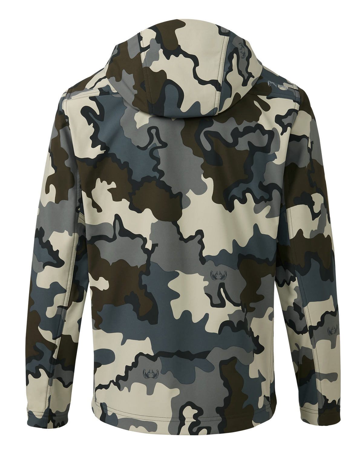 Back of Alpine Hooded Jacket in Vias Camouflage