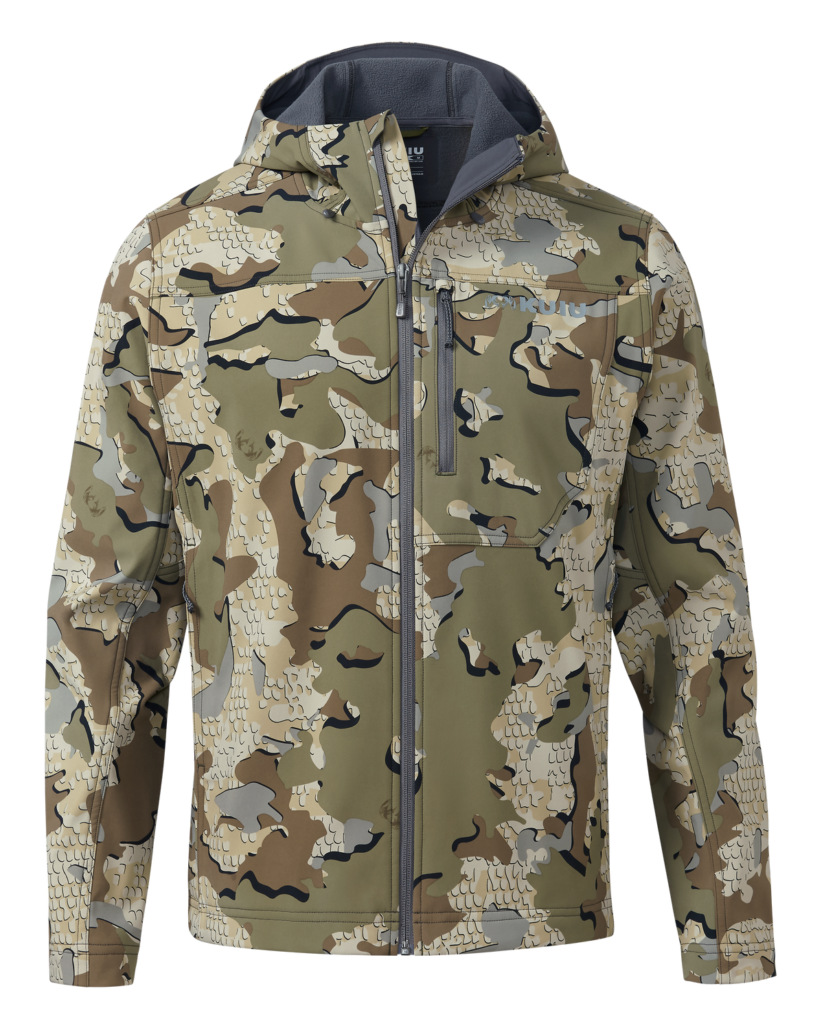 Front of Alpine Hooded Jacket in Valo Camouflage