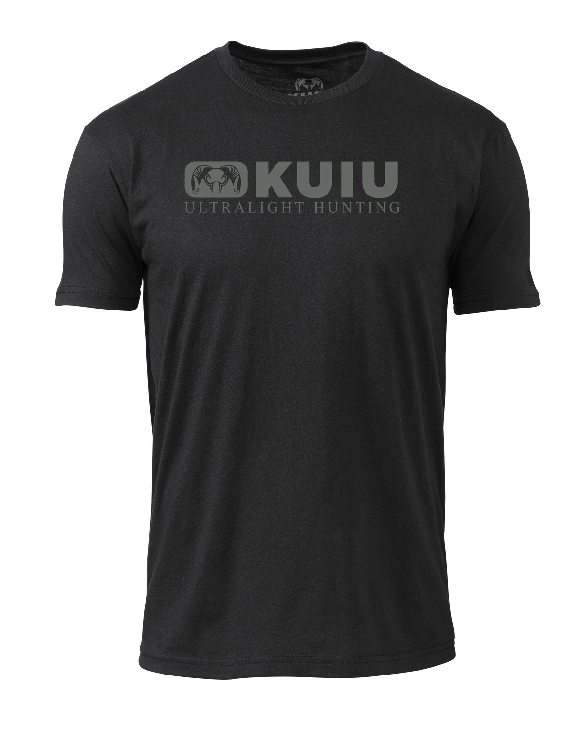 Front of KUIU Block Logo T-Shirt in Black Grey