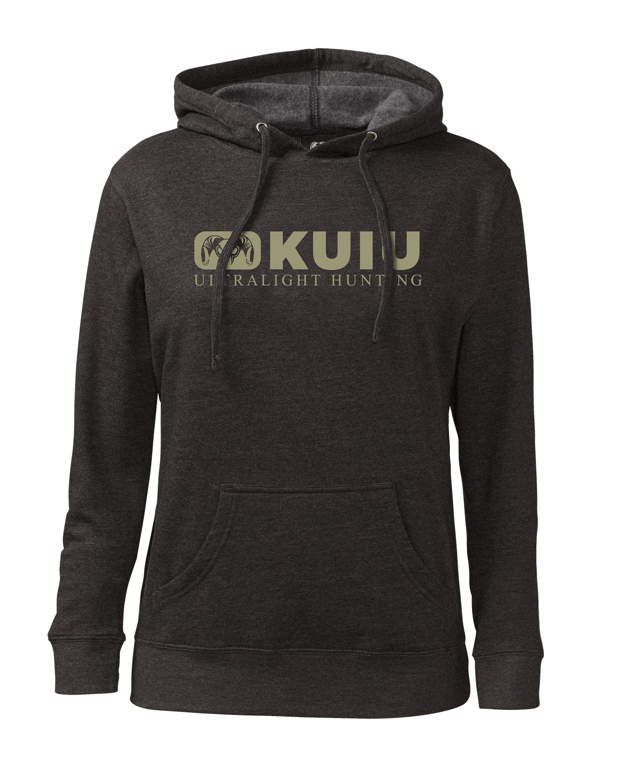 Front of Women’s Block Ram Hoodie in Charcoal Grey
