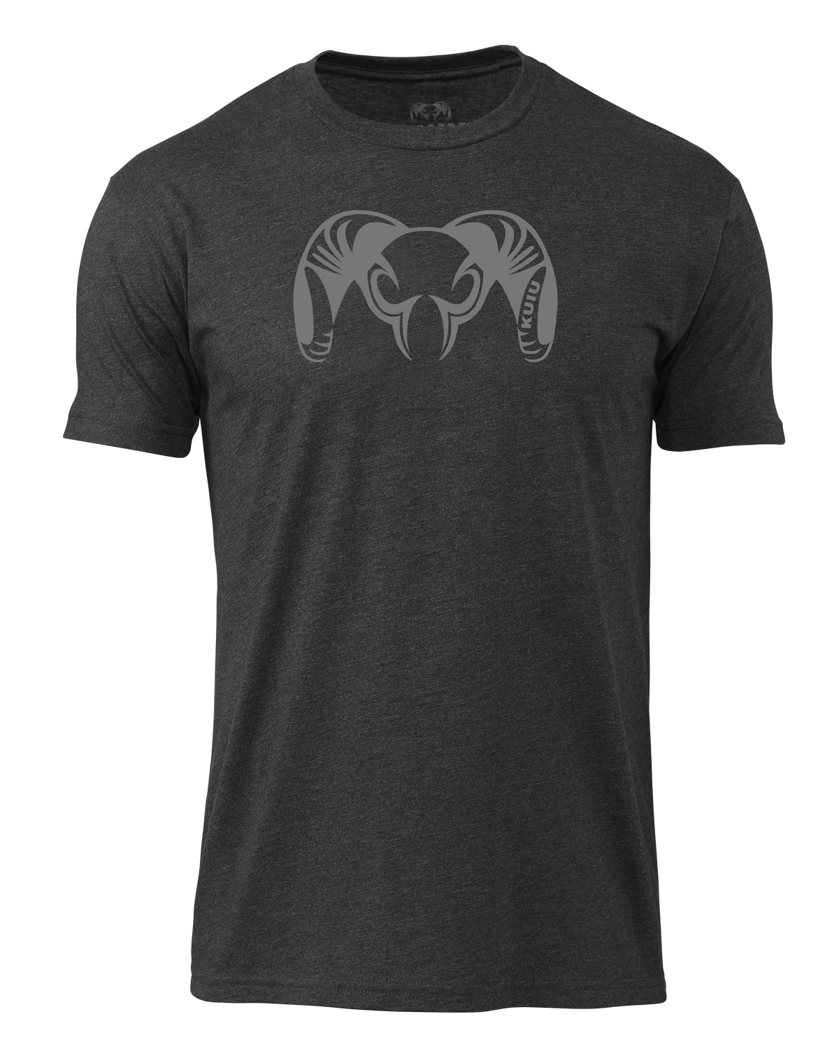 Front of KUIU Engraved Ram T-Shirt in Charcoal