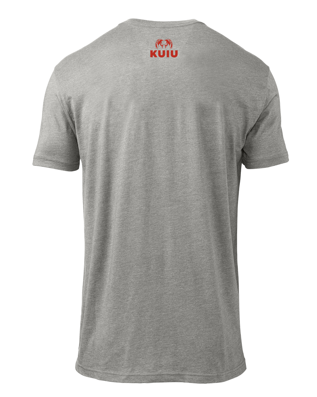 Back of Red Topographic Ram T-Shirt in Dark Heather Grey