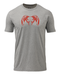 Front of Red Topographic Ram T-Shirt in Dark Heather Grey