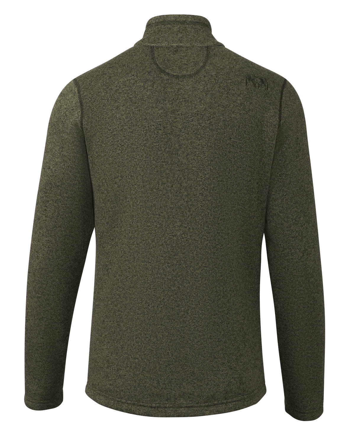 Back of Base Camp Pullover Sweater in Olive Heather