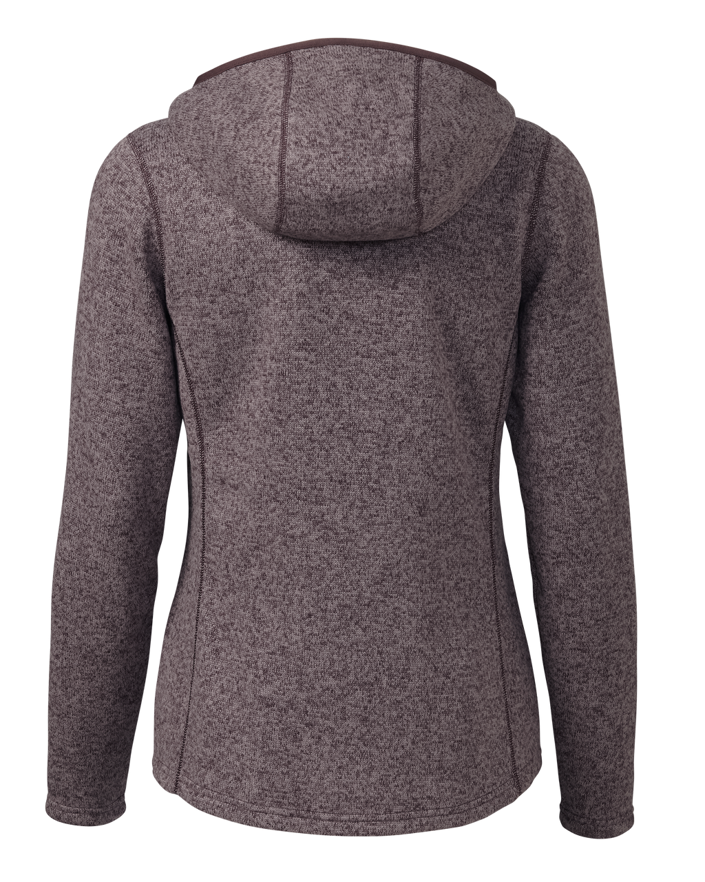 Back of Women's Base Camp Hooded Sweater in Dusk Heather