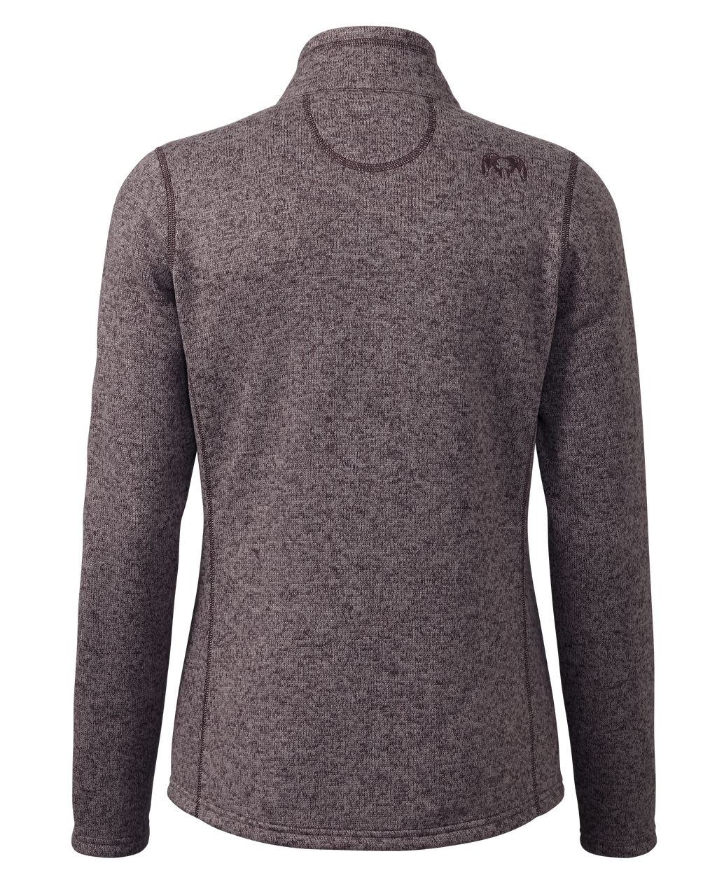 Back of Women's Base Camp Full Zip Sweater in Dusk Purple Heather