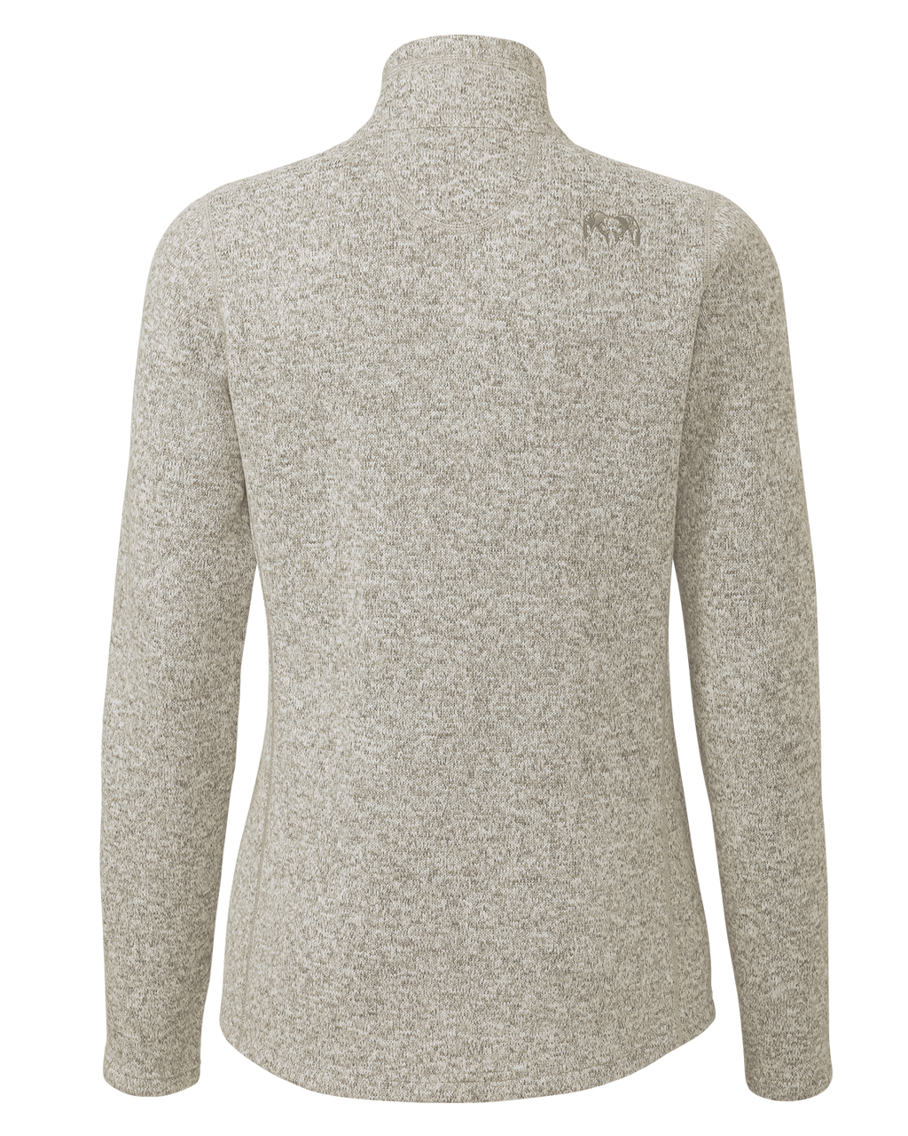 Back of Women's Base Camp Full Zip Sweater in Woodsmoke Heather