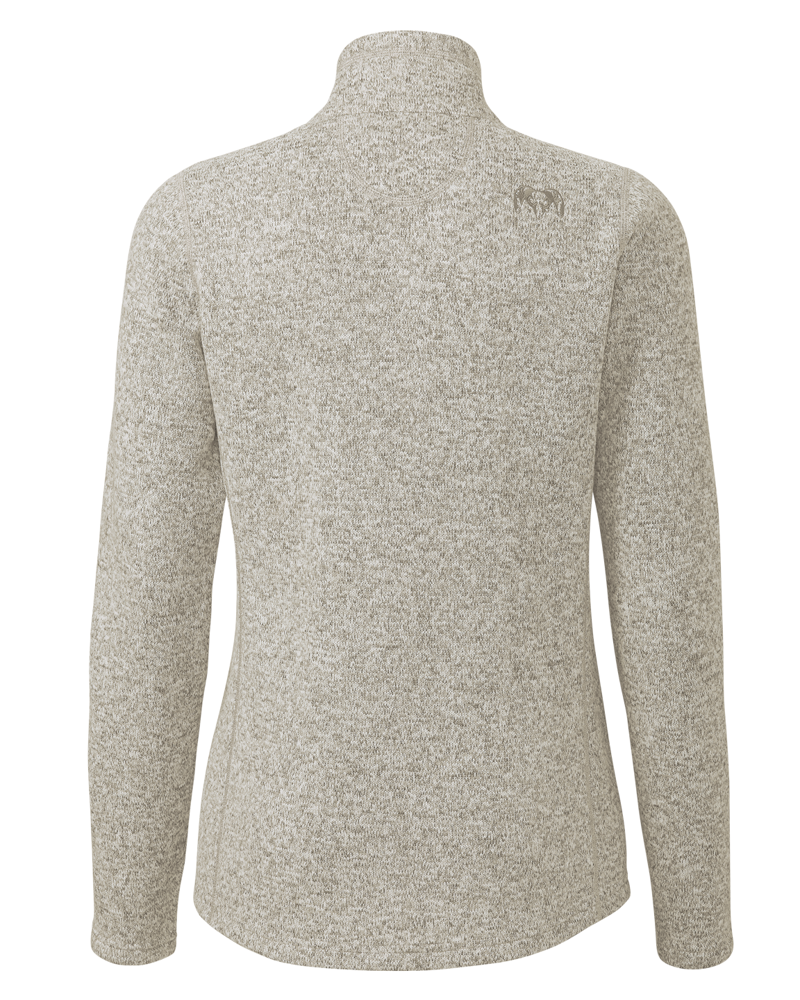 Back of Women's Base Camp Full Zip Sweater in Woodsmoke Heather