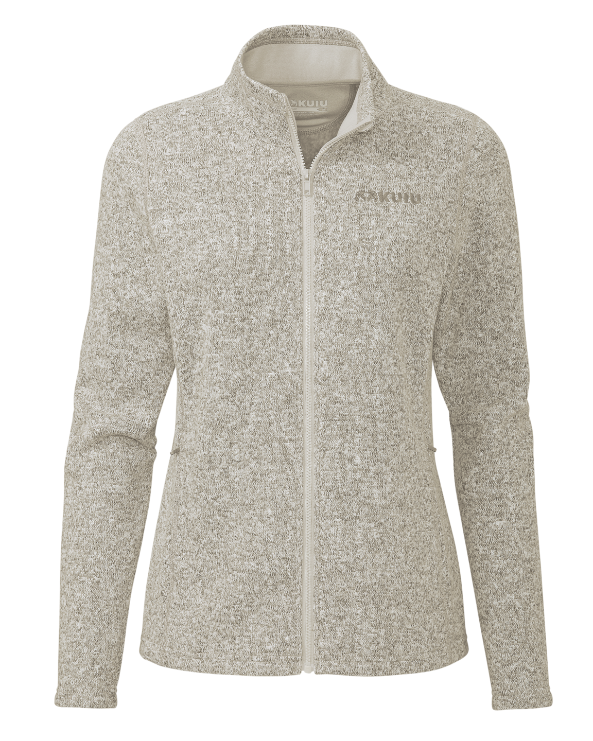 Front of Women's Base Camp Full Zip Sweater in Woodsmoke Heather