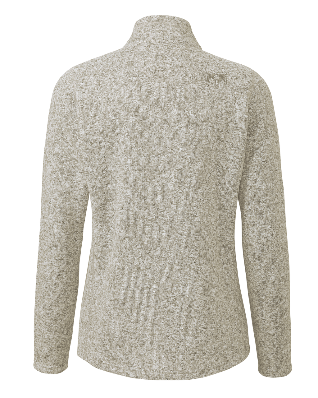 Back of Women's Base Camp Pullover Sweater in Woodsmoke Heather