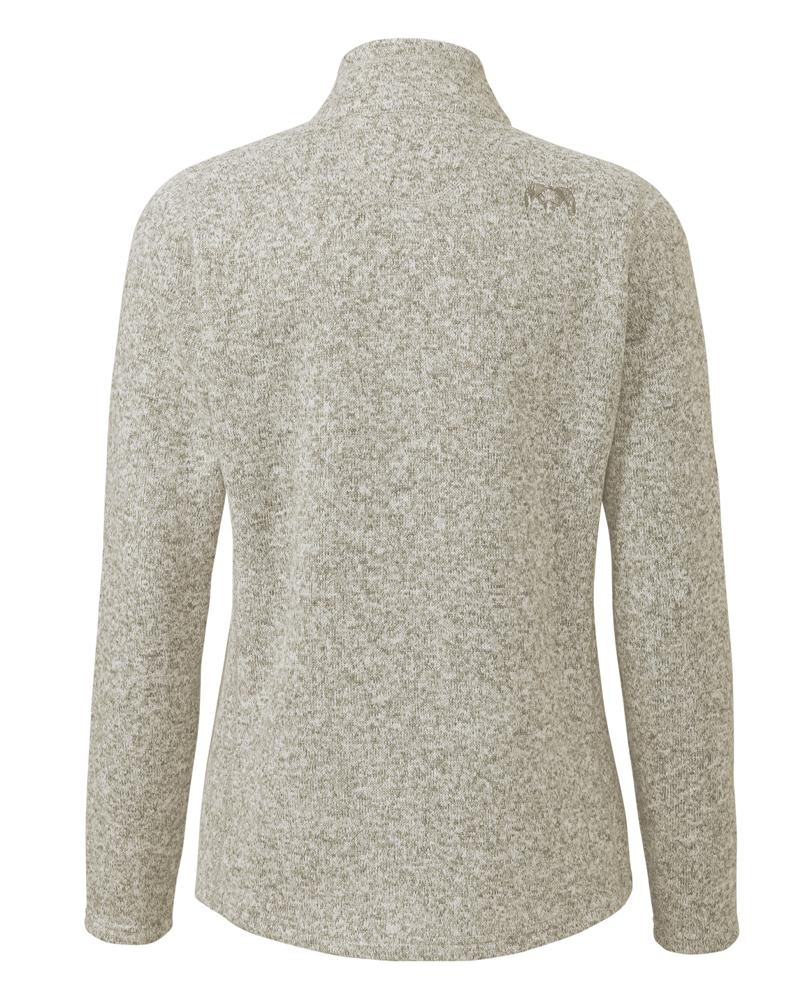 Back of Women's Base Camp Pullover Sweater in Woodsmoke Heather