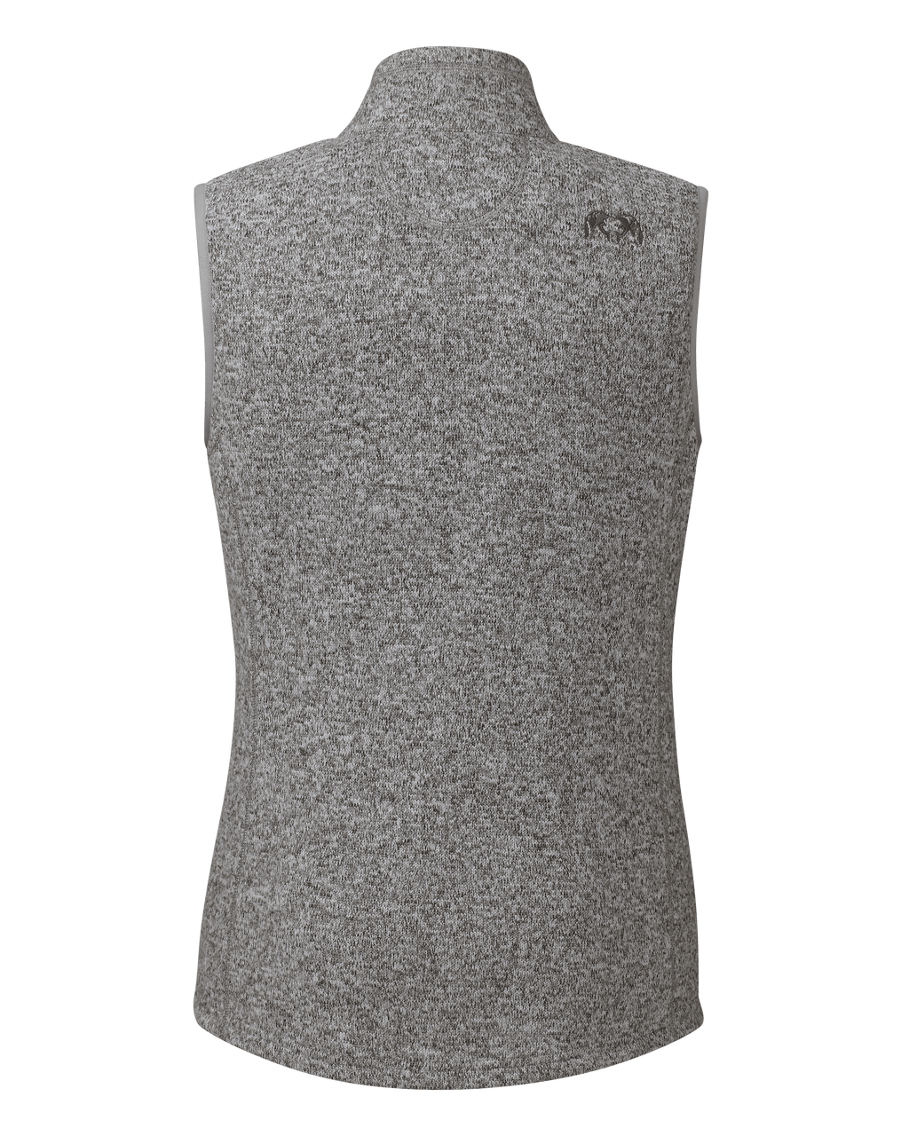Back of Womens Base Camp Sweater Vest in Snow White Heather Grey