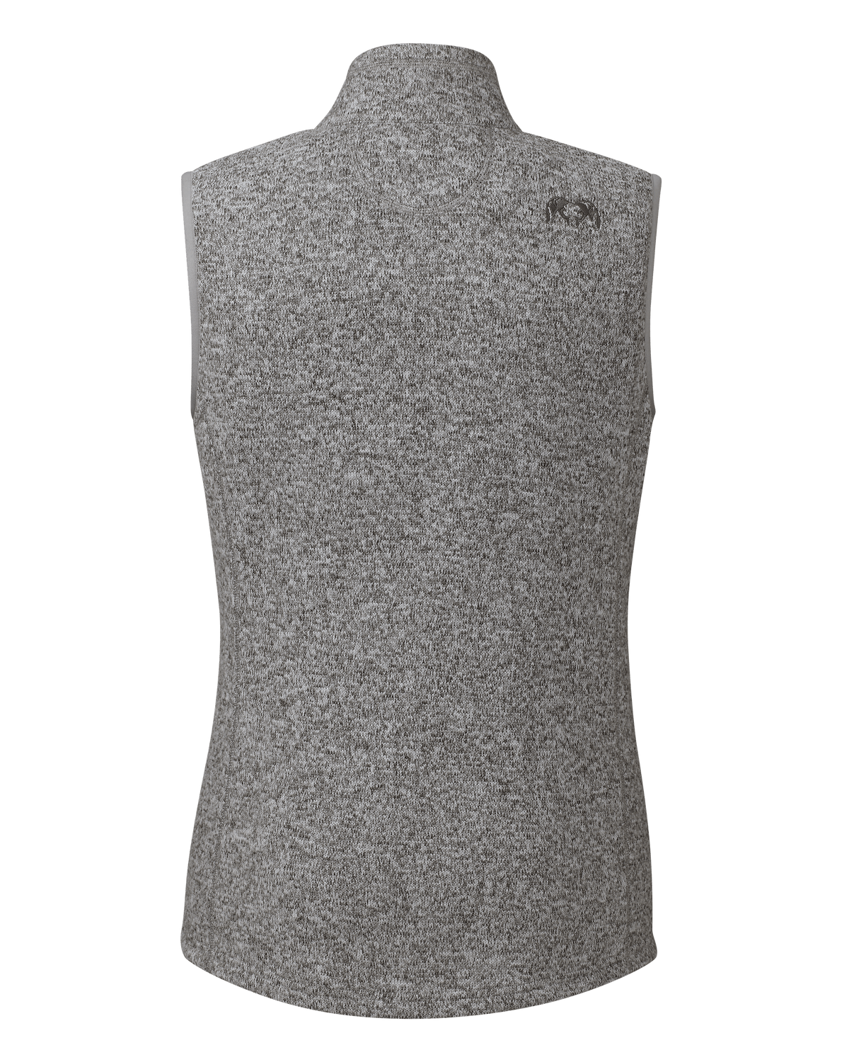 Back of Womens Base Camp Sweater Vest in Snow White Heather Grey
