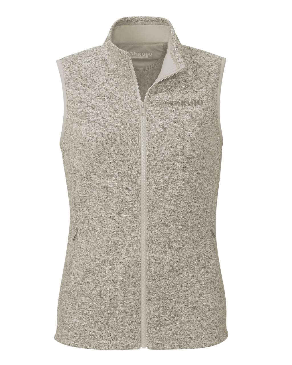 Front of Women's Base Camp Sweater Vest in Woodsmoke Heather Grey