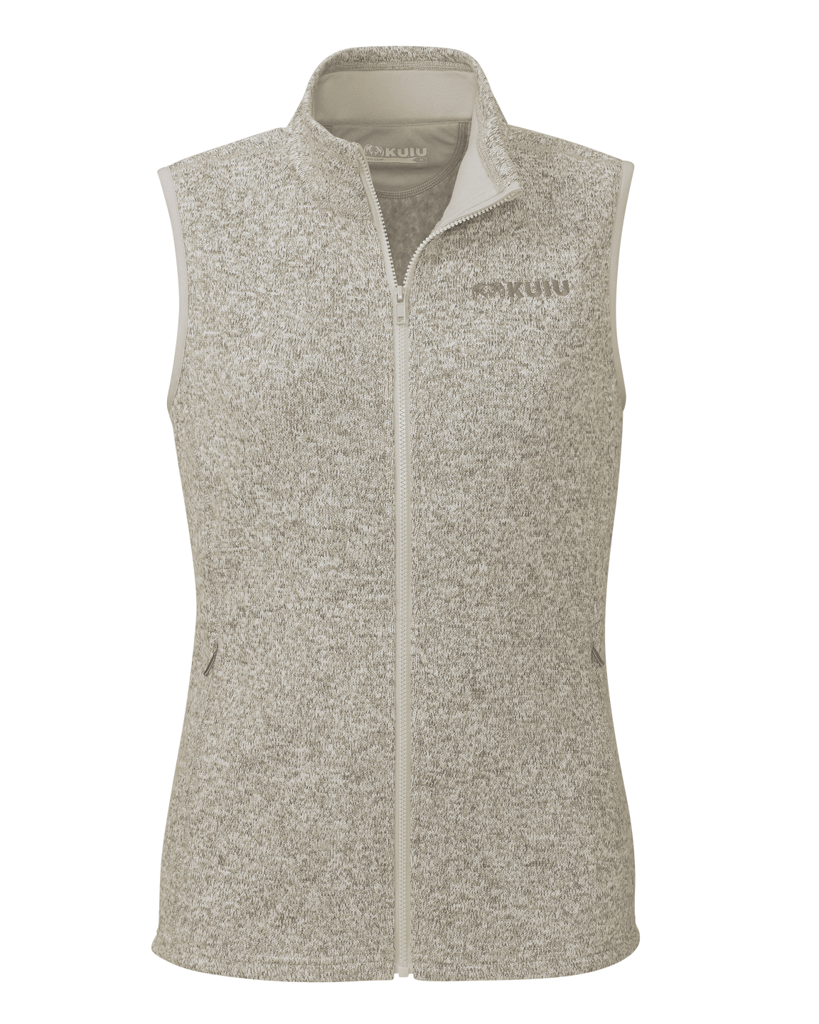 Front of Women's Base Camp Sweater Vest in Woodsmoke Heather Grey