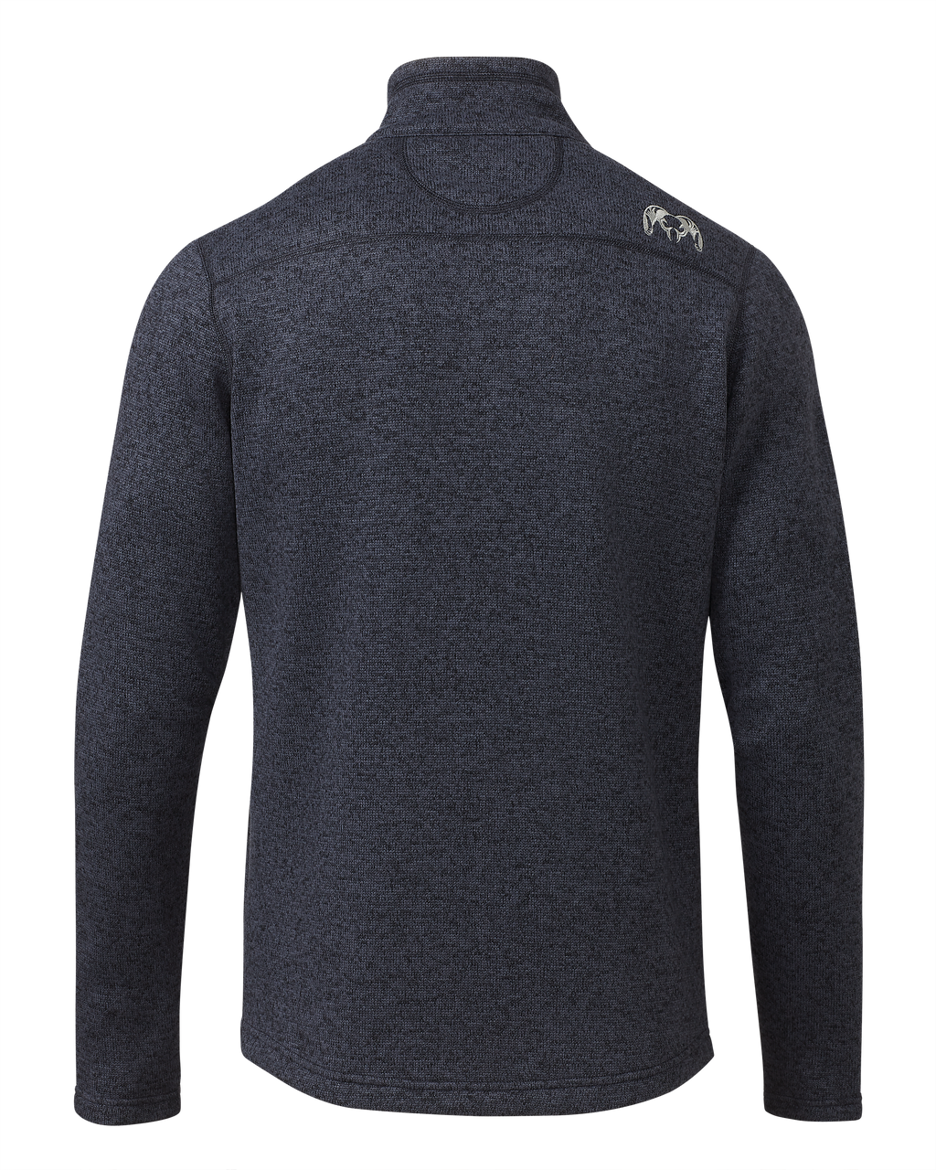 Back of Base Camp Full Zip Sweater in Steel Blue Heather