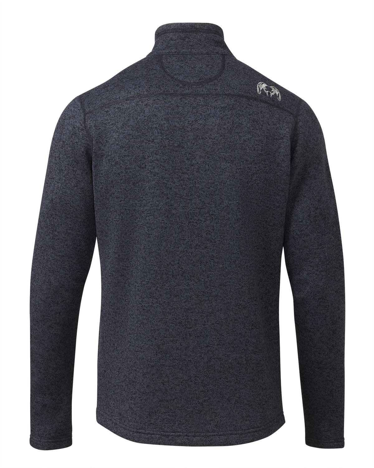 Back of Base Camp Full Zip Sweater in Steel Blue Heather
