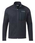 Front of Base Camp Full Zip Sweater in Steel Blue Heather