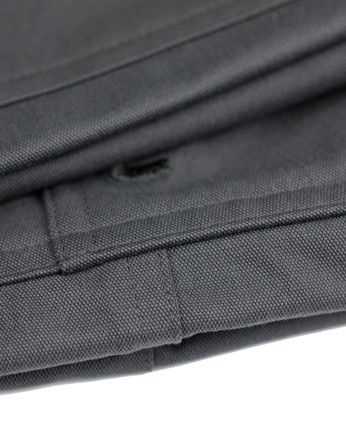 Detail of Brawley Pant in Gunmetal, Toray® 4-way Stretch Canvas fabric, showcasing fabric texture and seam