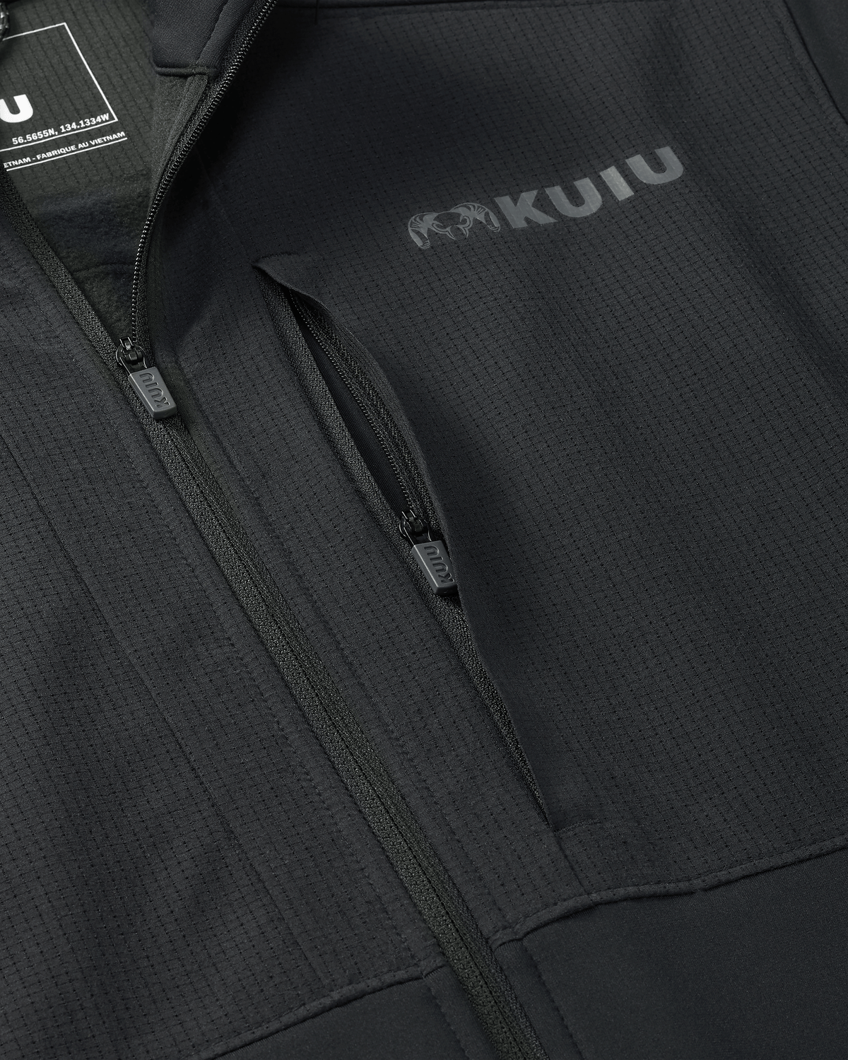 Zippered front chest pocket on Bicomp Jacket in Black