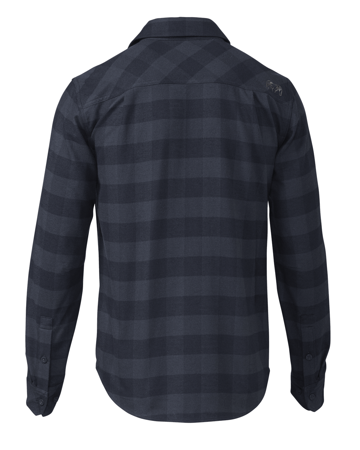 Back of Field Flannel Shirt in Steel Blue Buffalo Check