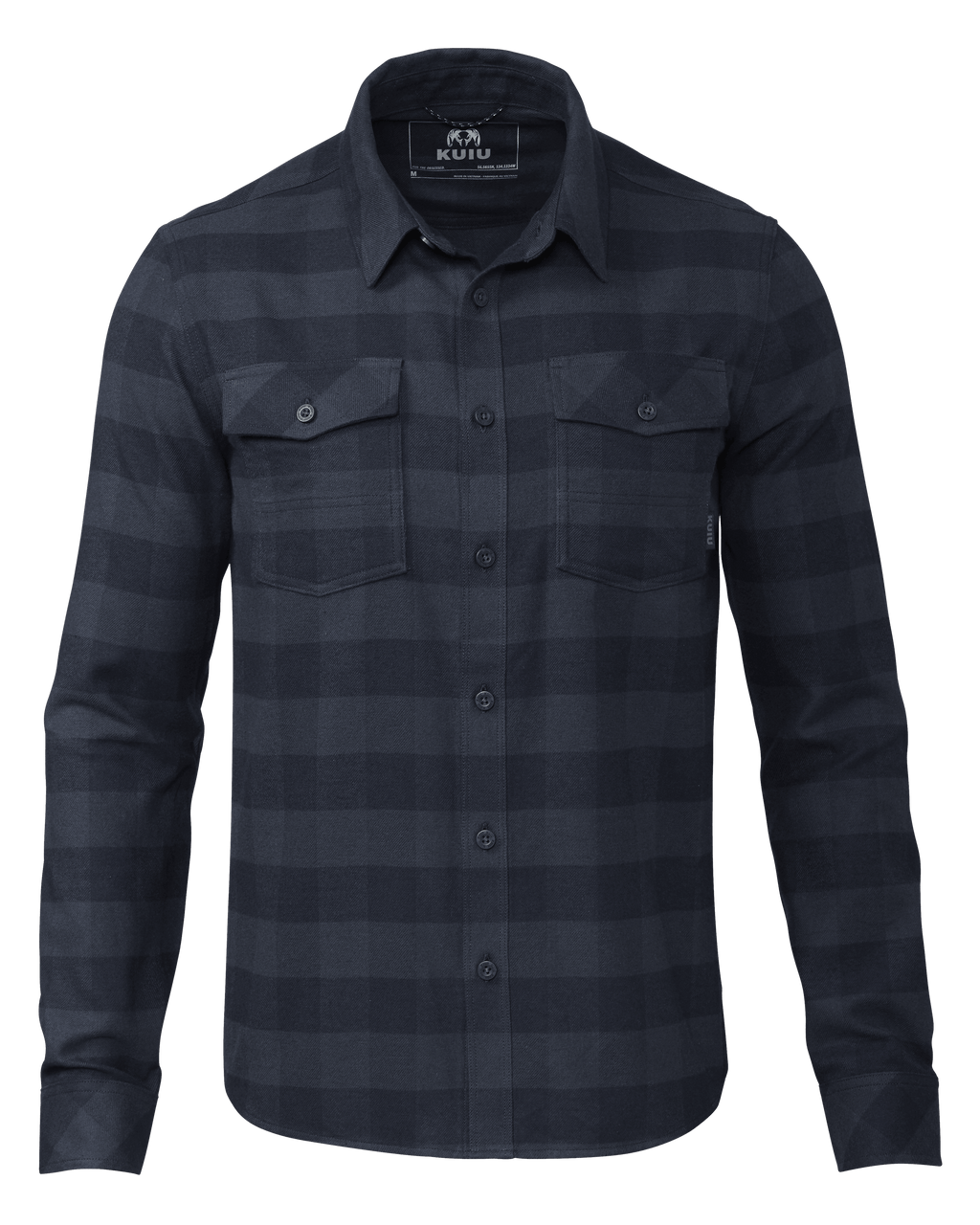 Front of Field Flannel Shirt in Steel Blue Buffalo Check