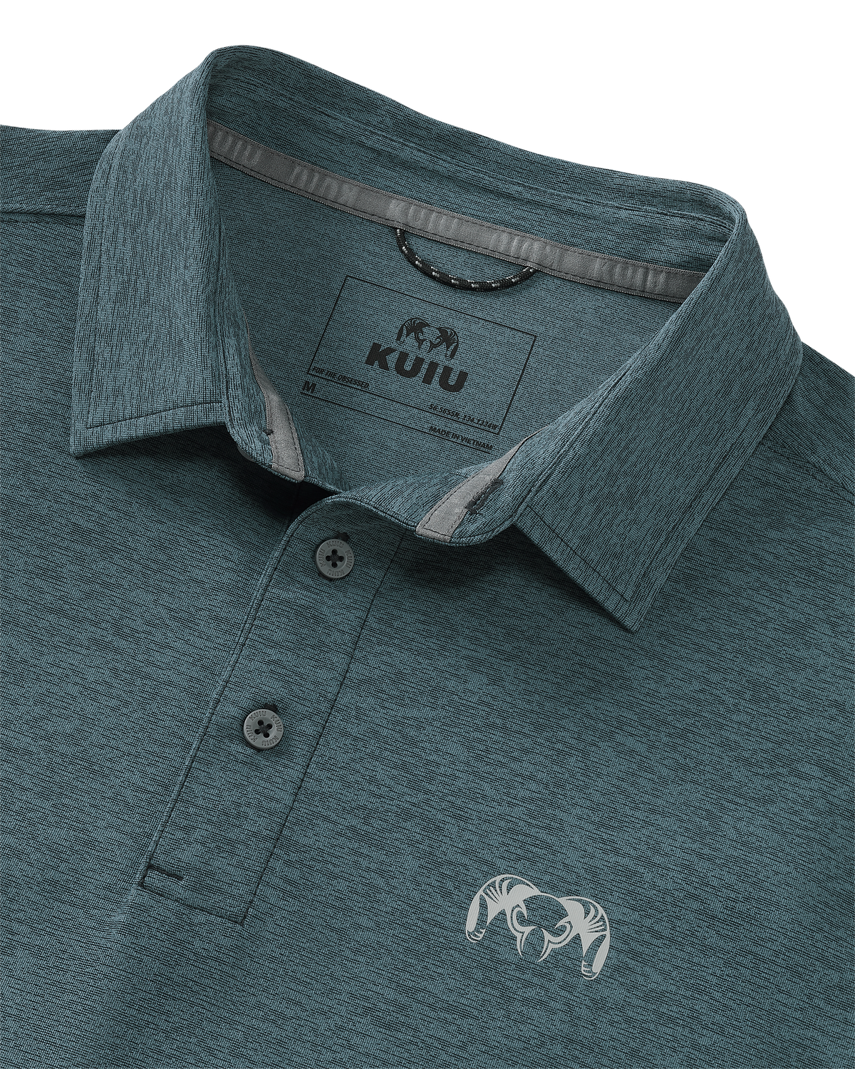 Collar of KUIU Performance Polo in Heather Slate