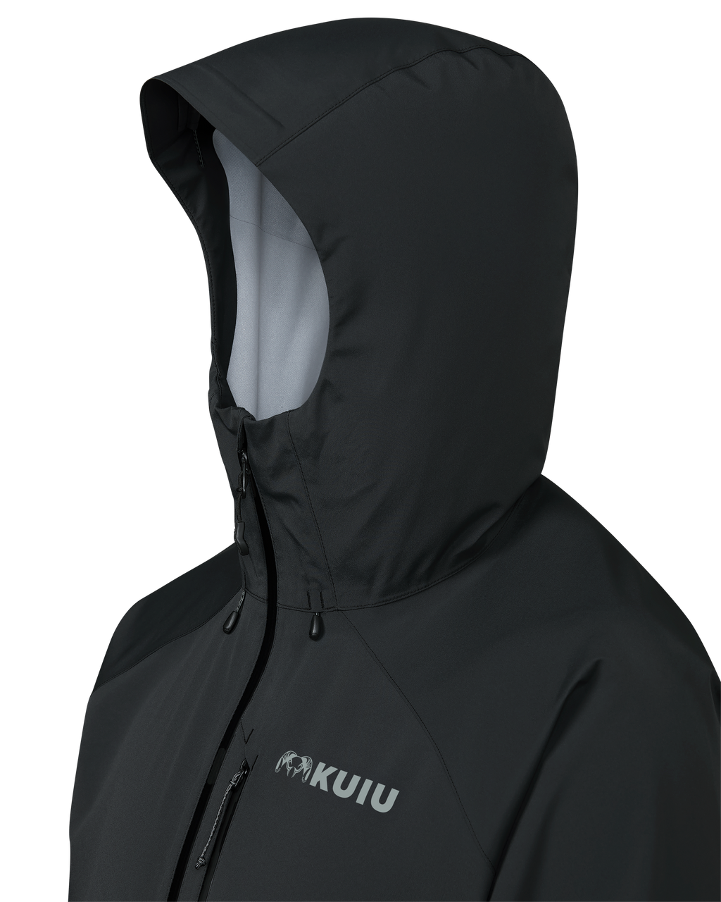 Angled Hood detail on Northridge Rain Jacket in Black